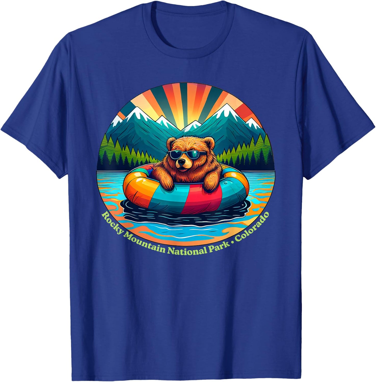 Rocky Mountain National Park Bear with Sunglasses Souvenir T-Shirt - T-Shirt | Royal