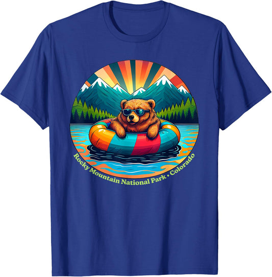 Rocky Mountain National Park Bear with Sunglasses Souvenir T-Shirt - T-Shirt | Royal