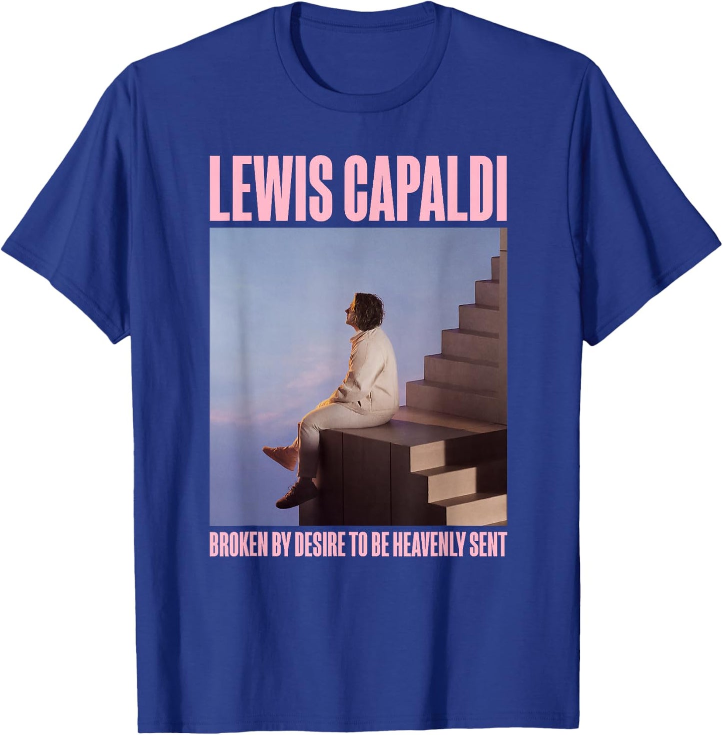 Lewis Capaldi – Album Photo On Heather Blue T-Shirt - T-Shirt | Royal