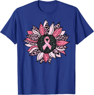 Sunflower Pink Breast Cancer Awareness Women Warrior T-Shirt - T-Shirt | Royal