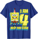 Mademark x SpongeBob SquarePants - SpongeBob SquarePants Birthday I am 4 Best Day Ever T-Shirt - T-Shirt | Royal