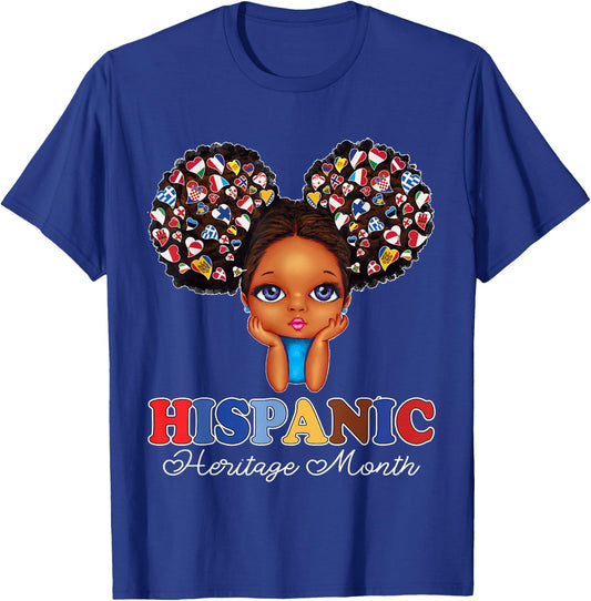 National Hispanic Heritage Month Messy bun for Kids Girls T-Shirt - T-Shirt | Royal