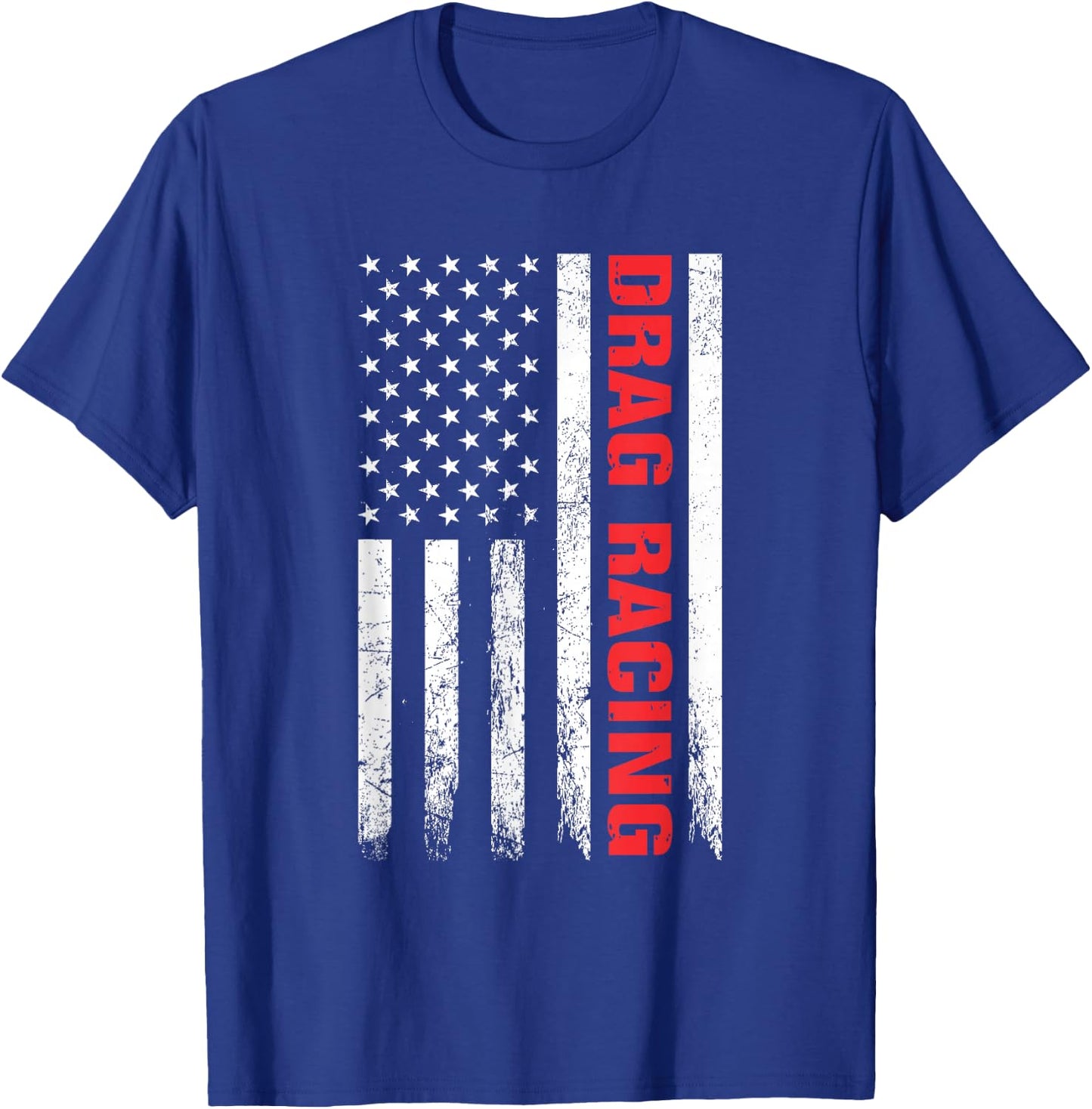 Drag Racing Race Car Driver USA Flag Racing Enthusiast T-Shirt - T-Shirt | Royal