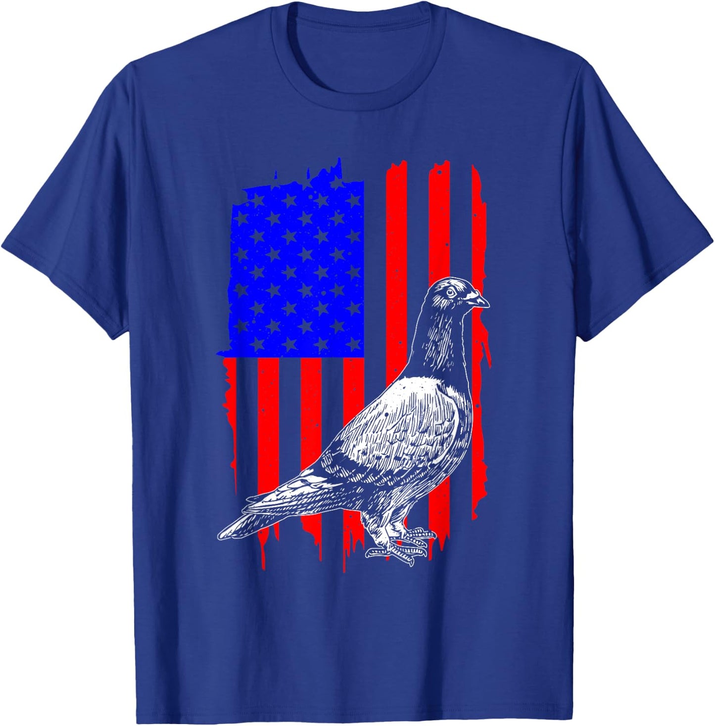 Cool Pigeon Design Men Women Patriotic US Flag Pigeon Lovers T-Shirt - T-Shirt | Royal