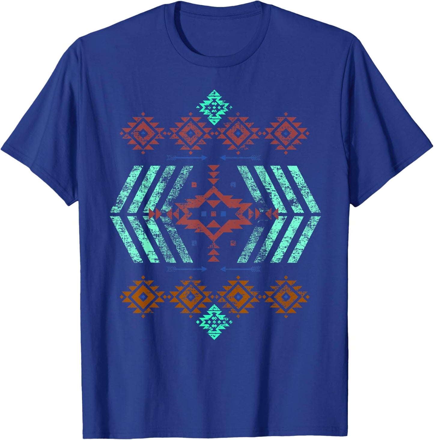 Southern Southwest Santa Fe Navajo Indian Pattern Style T-Shirt - T-Shirt | Royal