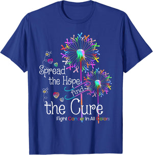 Fight Cancer in All and Every Color Ribbons Flower Heart T-Shirt - T-Shirt | Royal