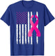 Breast Cancer Awareness Thin Blue Line Vintage Police Flag T-Shirt - T-Shirt | Royal
