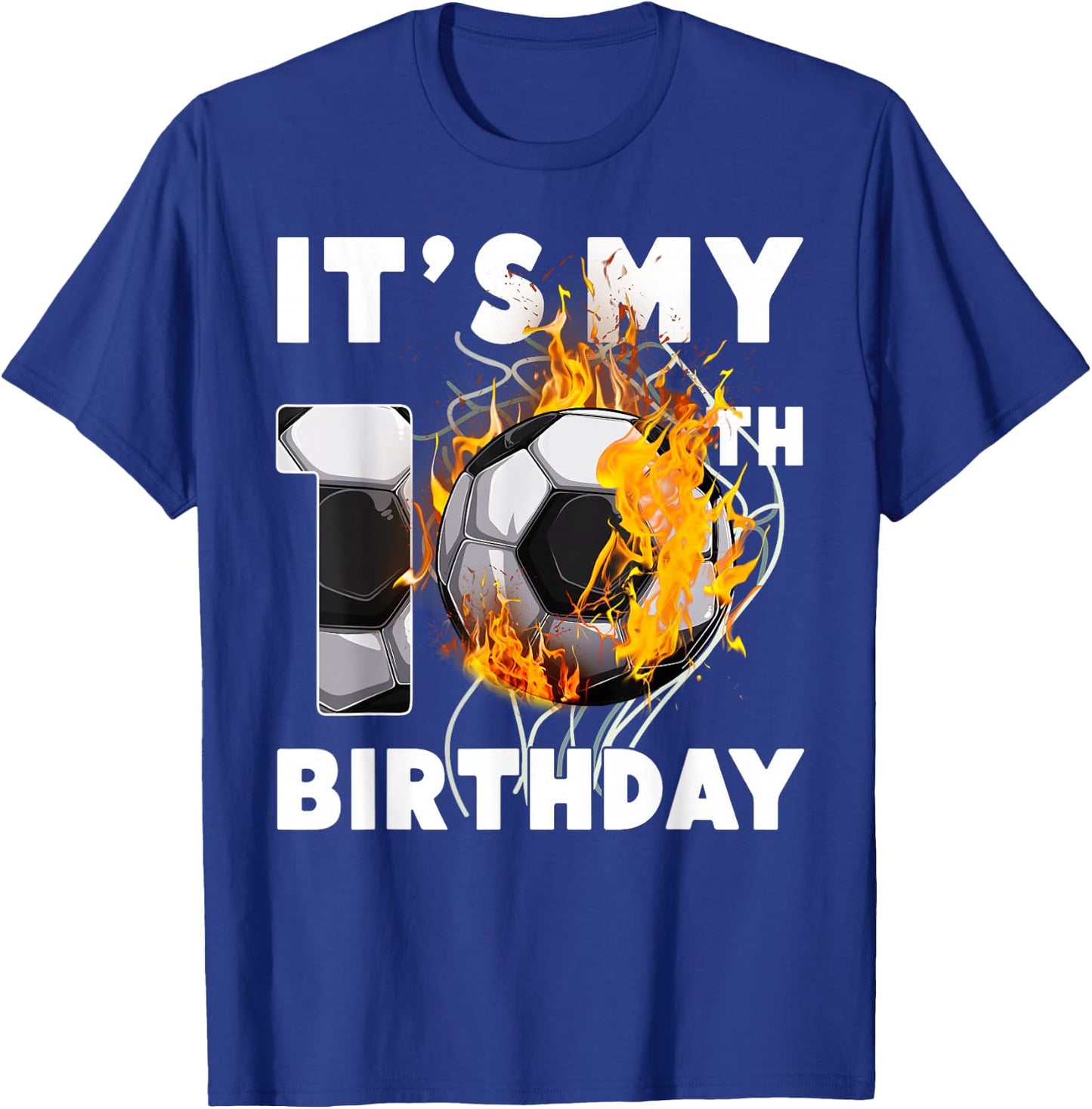 Funny It's My 10th Birthday 10 Years Old Soccer Ball Boys T-Shirt - T-Shirt | Royal