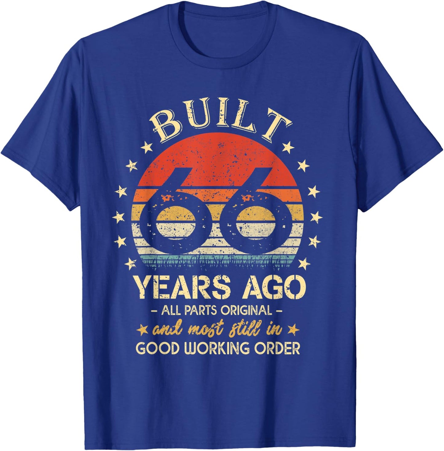 Built 66 Years Ago - All Parts Original Funny 66th Birthday T-Shirt - T-Shirt | Royal
