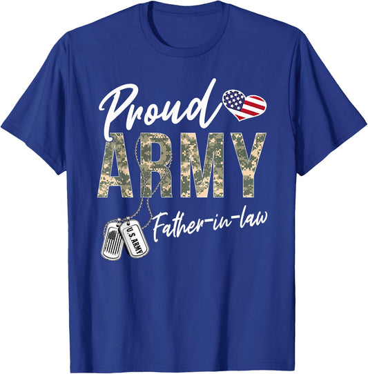 Proud Army Father-In-Law US Army Graduation Father-In-Law T-Shirt - T-Shirt | Royal