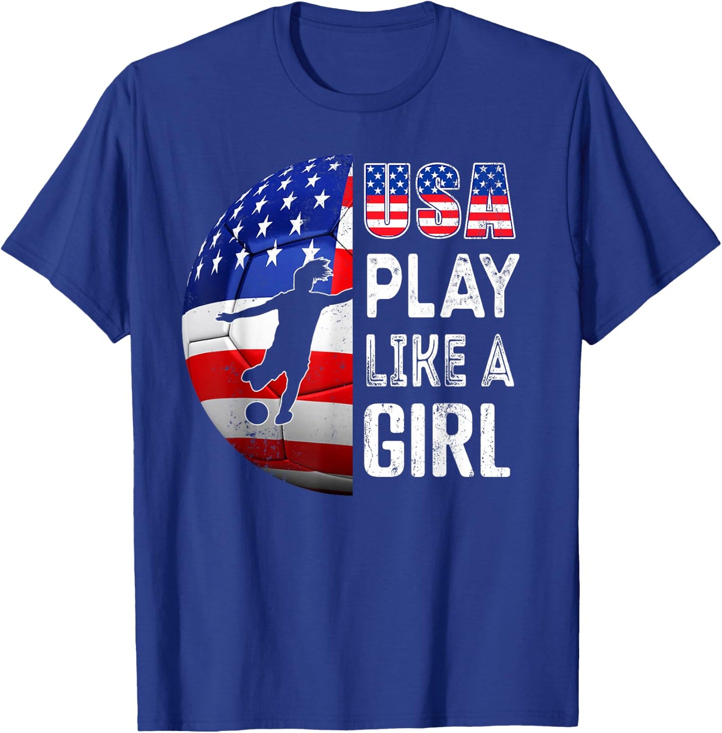 Play Like a Girl Soccer USA United States Women's T-Shirt - T-Shirt | Royal