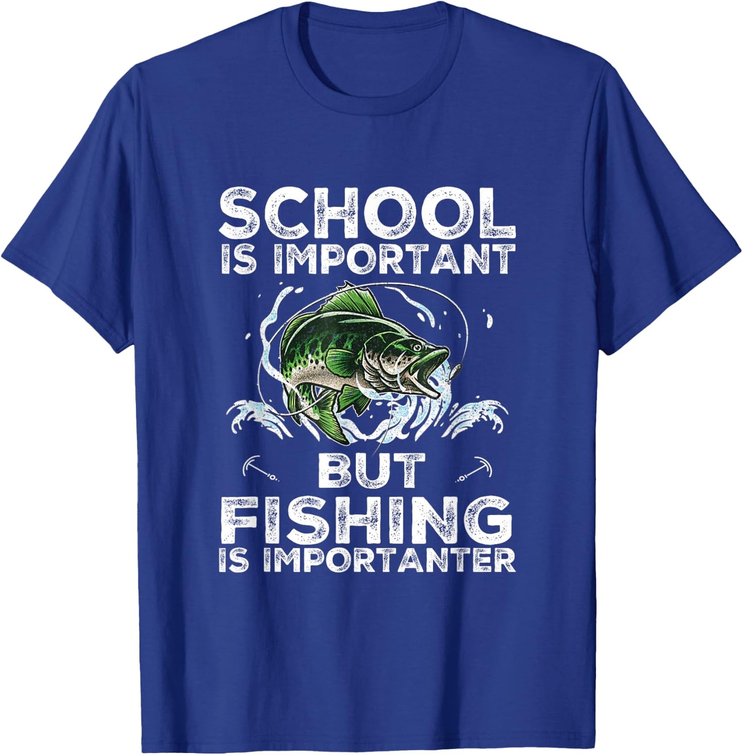School Is Important But Fishing Is Importanter Funny Fishing T-Shirt - T-Shirt | Royal