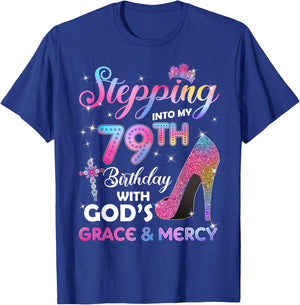 Stepping Into My 79th Birthday Gift Women 79 Years Old Pumps T-Shirt - T-Shirt | Royal