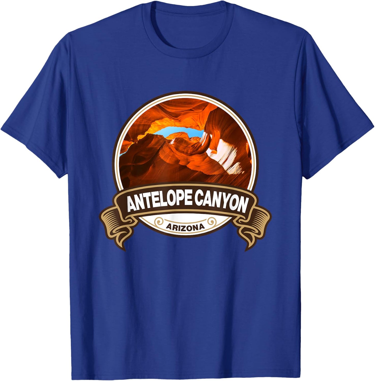 Antelope Canyon Arizona Landmark Badge Vintage T-Shirt - T-Shirt | Royal
