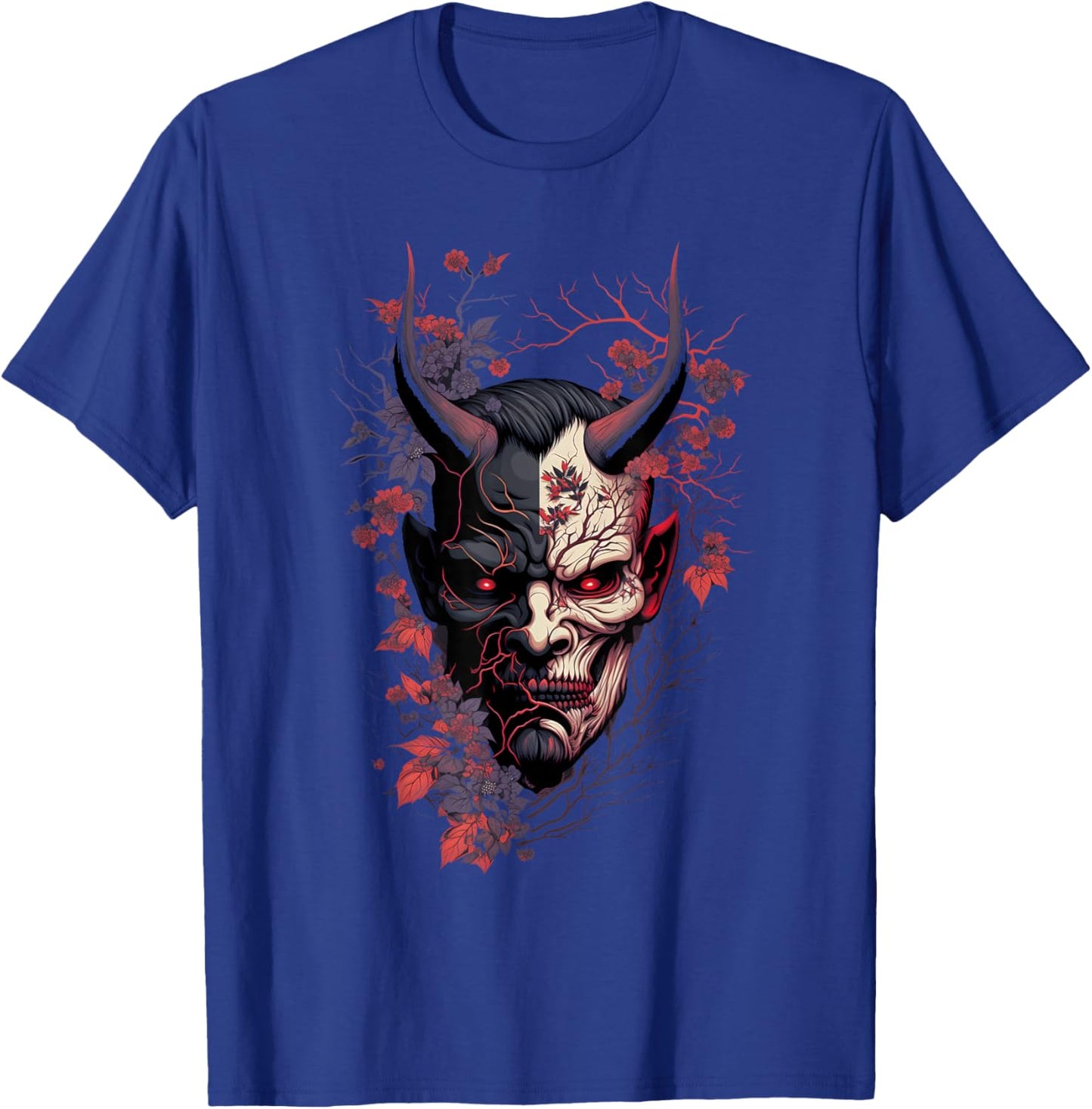 Traditional Japanese Tattoo Demon Mask, Oni Hannya Samurai T-Shirt - T-Shirt | Royal