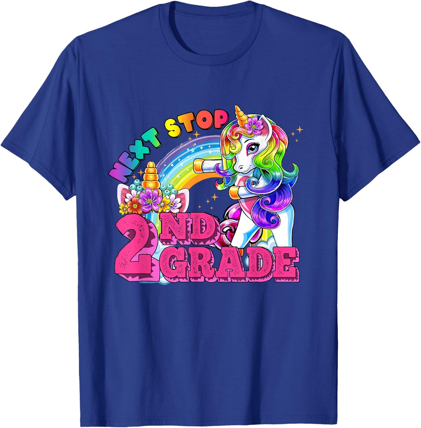 Next stop 2nd Grade Flossing Unicorn 2nd Grade Here I come T-Shirt - T-Shirt | Royal