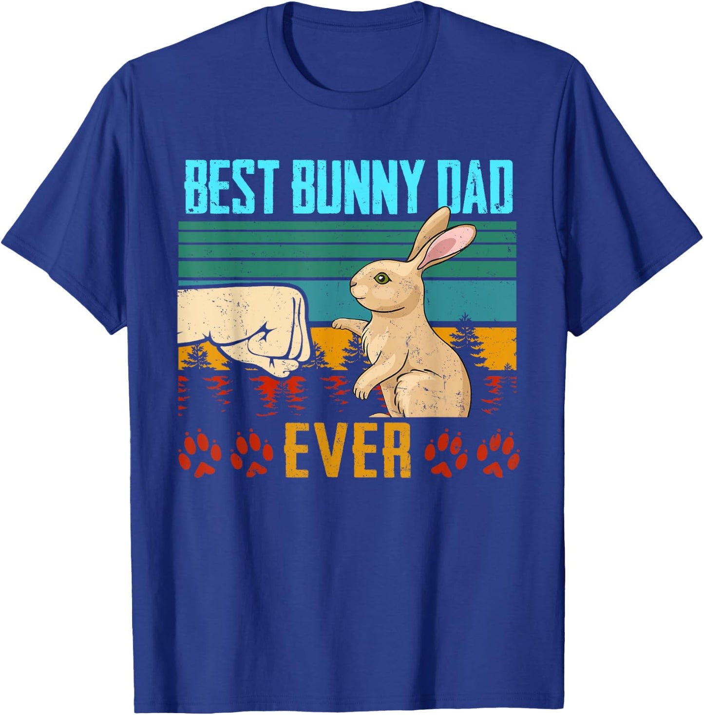 Best Bunny Dad Ever Vintage Eighties Style Retro Distressed T-Shirt - T-Shirt | Royal