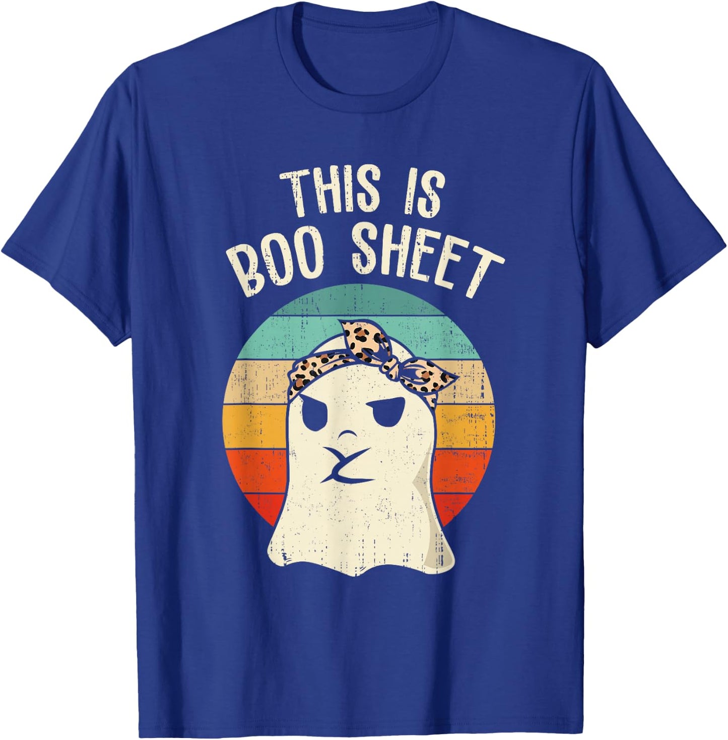 This Is Boo Sheet Ghost Retro Ghost Halloween Leopard Women T-Shirt - T-Shirt | Royal
