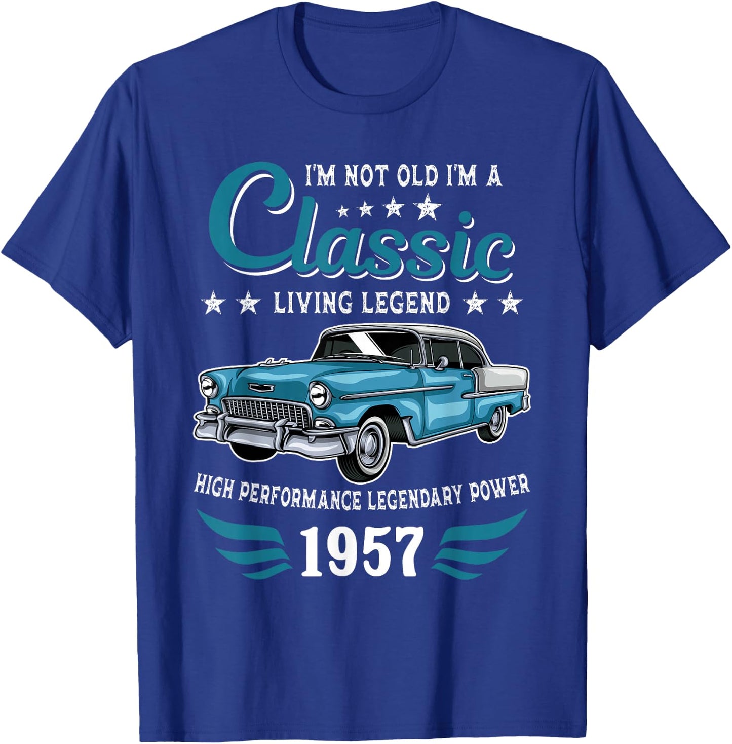 Vintage 1957 Birthday Classic Car for Legends Born in 1957 T-Shirt - T-Shirt | Royal