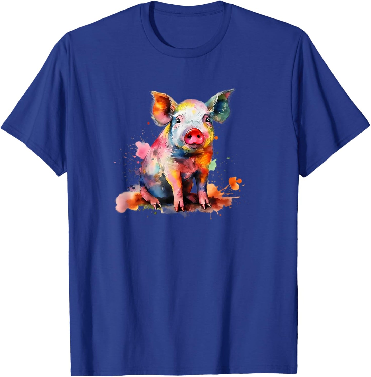 Colorful Paint Splash Cute Show Pig Lover T-Shirt - T-Shirt | Royal