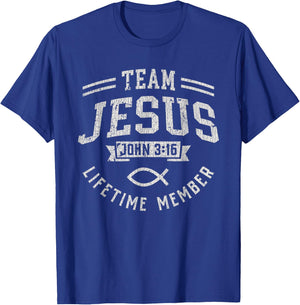 Vintage Team Jesus John 3_16 Lifetime Member God Christian T-Shirt - T-Shirt | Royal