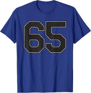 Black Number 65 Athlete Sports Jersey Supporter Fanwear T-Shirt - T-Shirt | Royal
