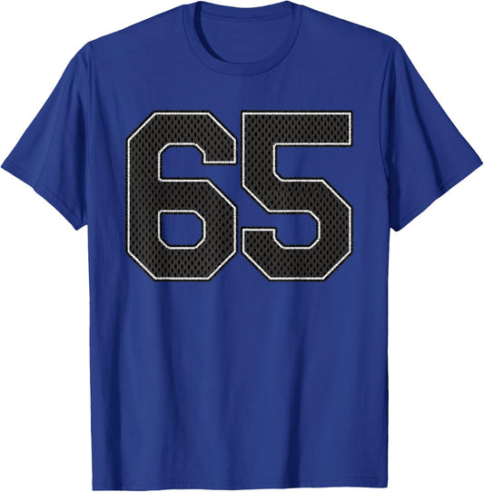 Black Number 65 Athlete Sports Jersey Supporter Fanwear T-Shirt - T-Shirt | Royal