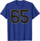 Black Number 65 Athlete Sports Jersey Supporter Fanwear T-Shirt - T-Shirt | Royal