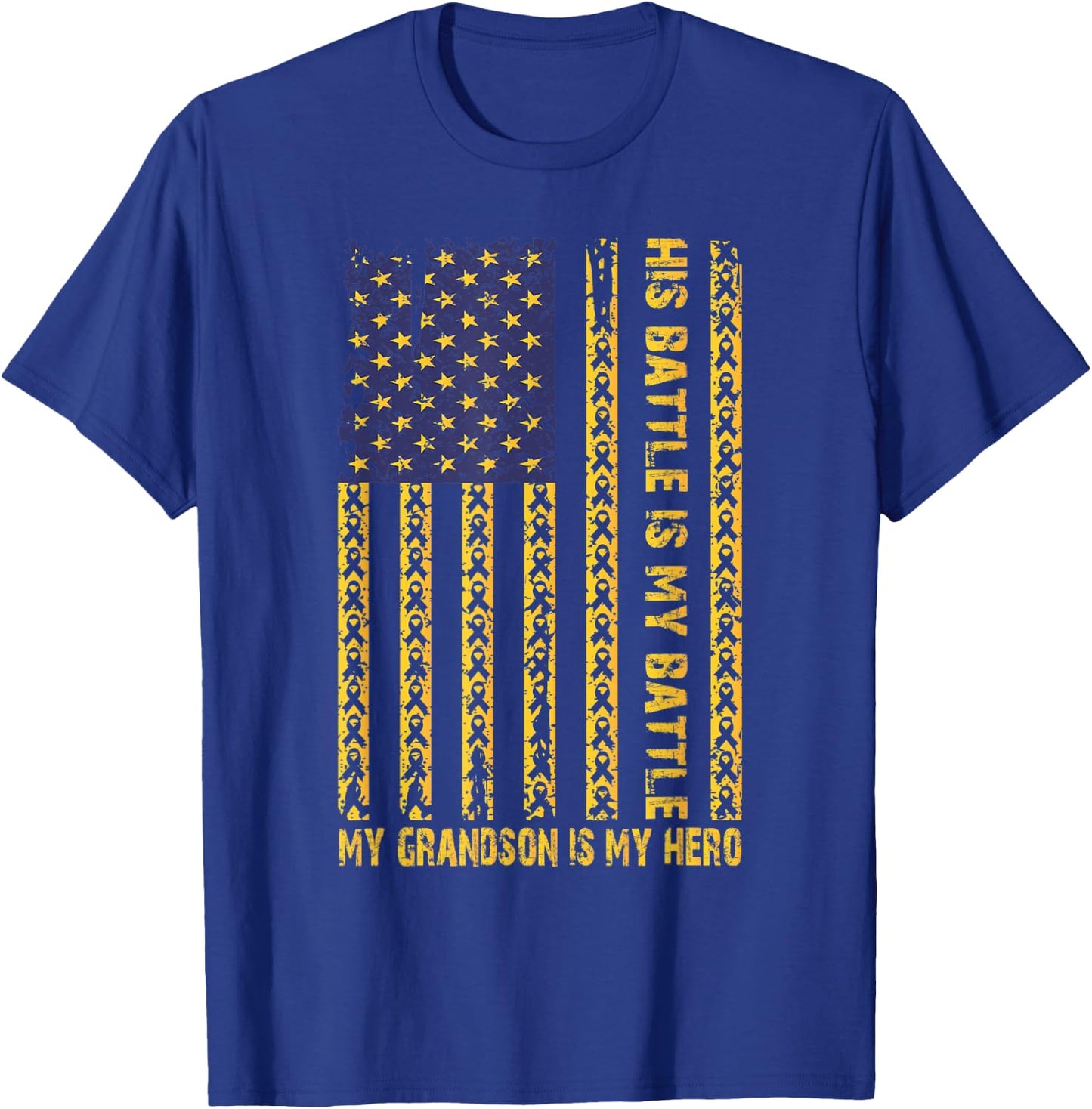 Childhood Cancer Awareness September My Grandson Is My Hero T-Shirt - T-Shirt | Royal