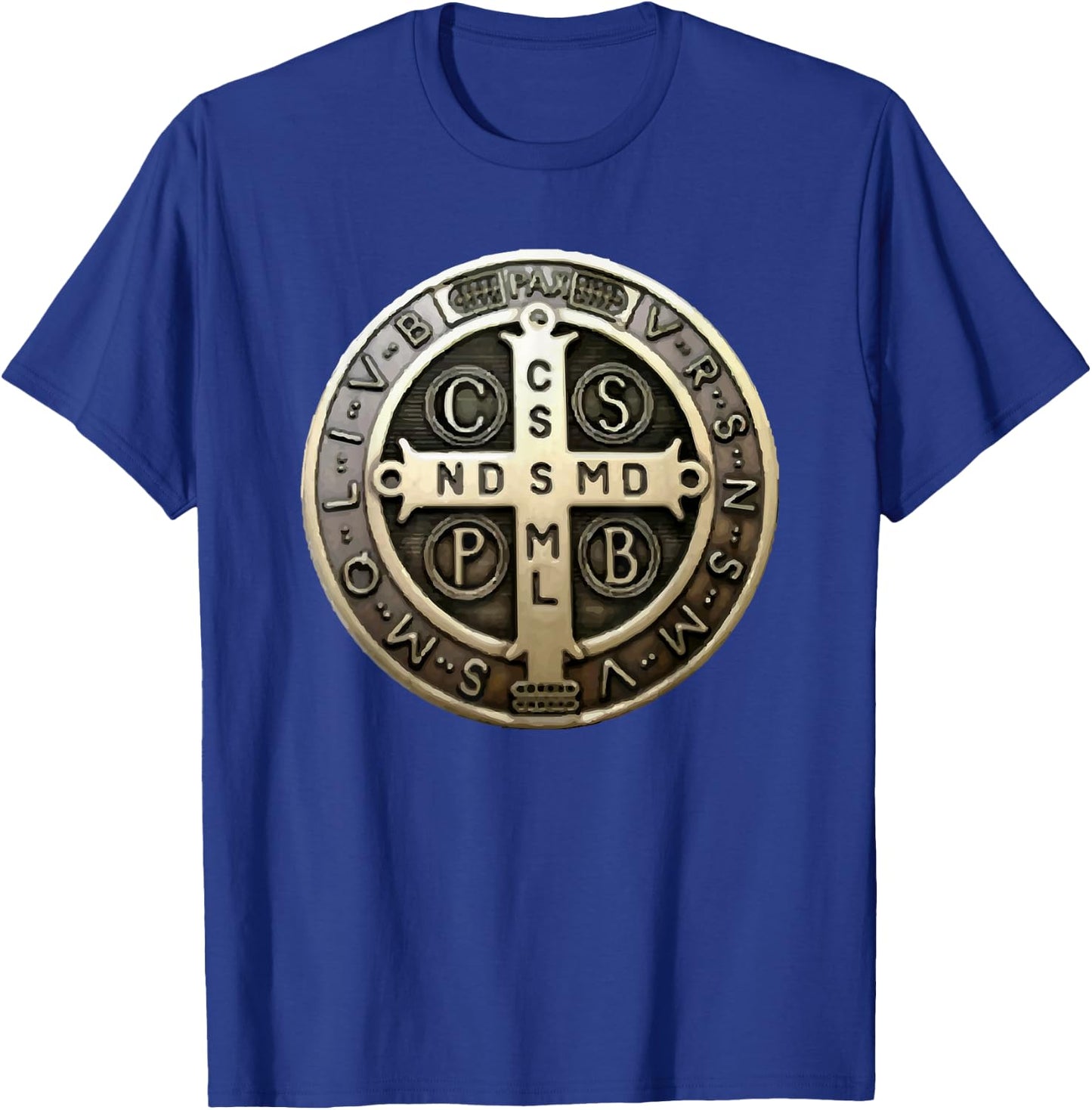 St. Benedict Medal Saint Benedict Cross Catholic Christian T-Shirt - T-Shirt | Royal