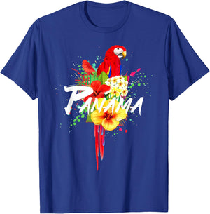 Panama Parrot Tropical Plants Souvenir Vintage T-Shirt - T-Shirt | Royal