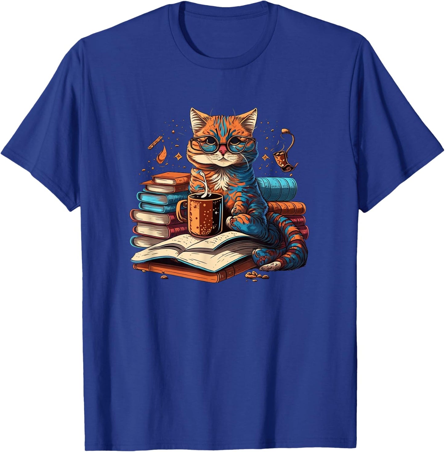 Cat Enjoy Read Books Cat-Themed - Women's Classic Fit Short Sleeve Black Small T-Shirt - T-Shirt | Royal