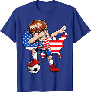 Dabbing Soccer USA Jersey Boy United States Boys Football T-Shirt - T-Shirt | Royal