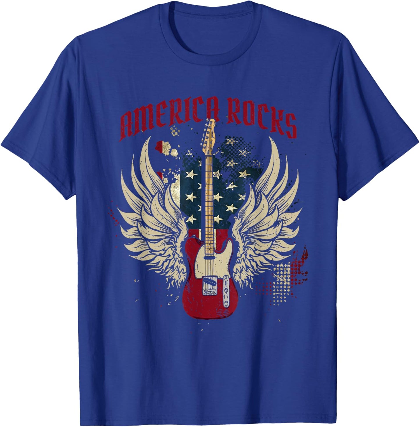 American Flag 4th Of July Guitar T-Shirt - T-Shirt | Royal
