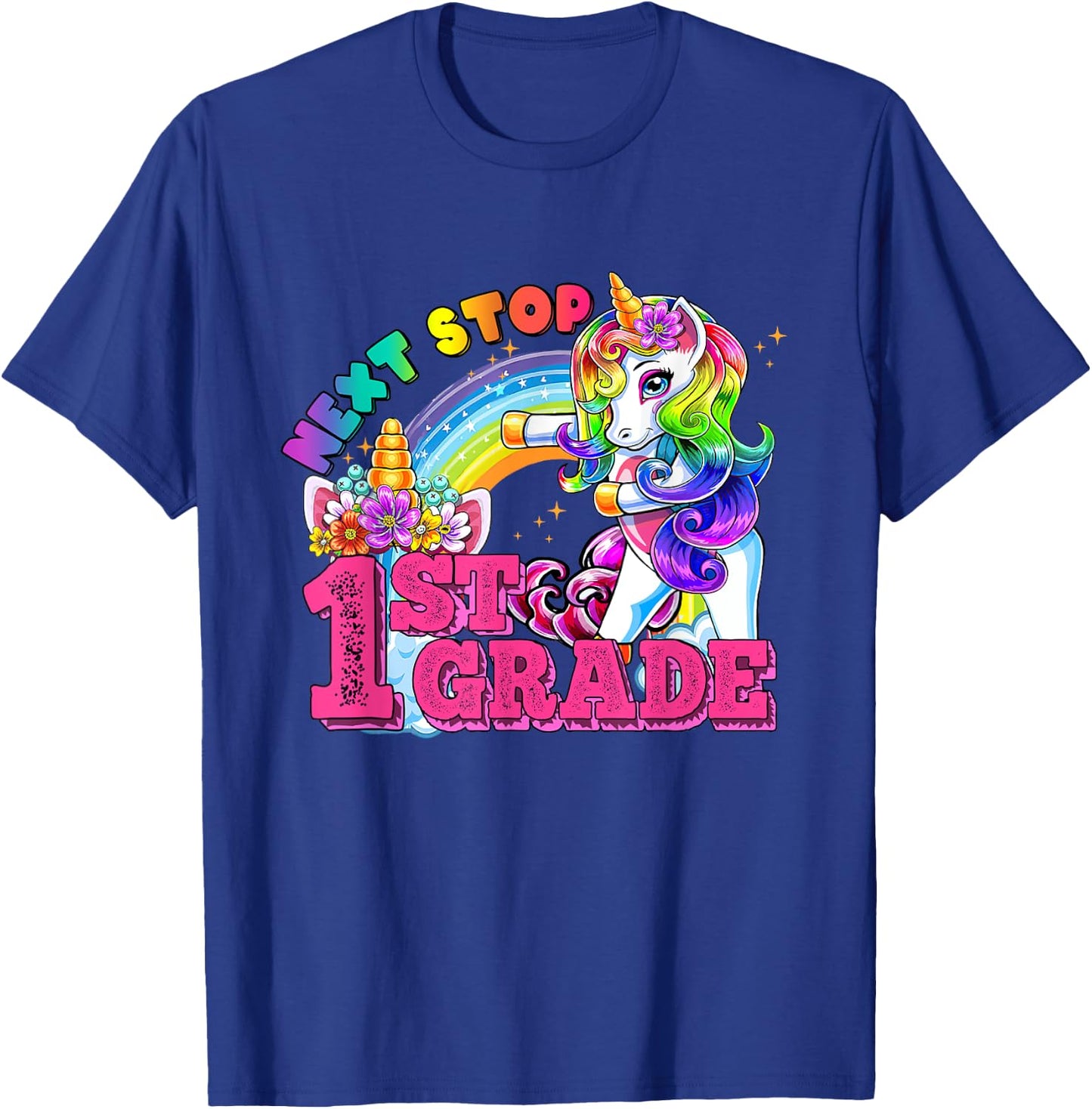 Next stop 1st grade First Grade Here I come Flossing Unicorn T-Shirt - T-Shirt | Royal