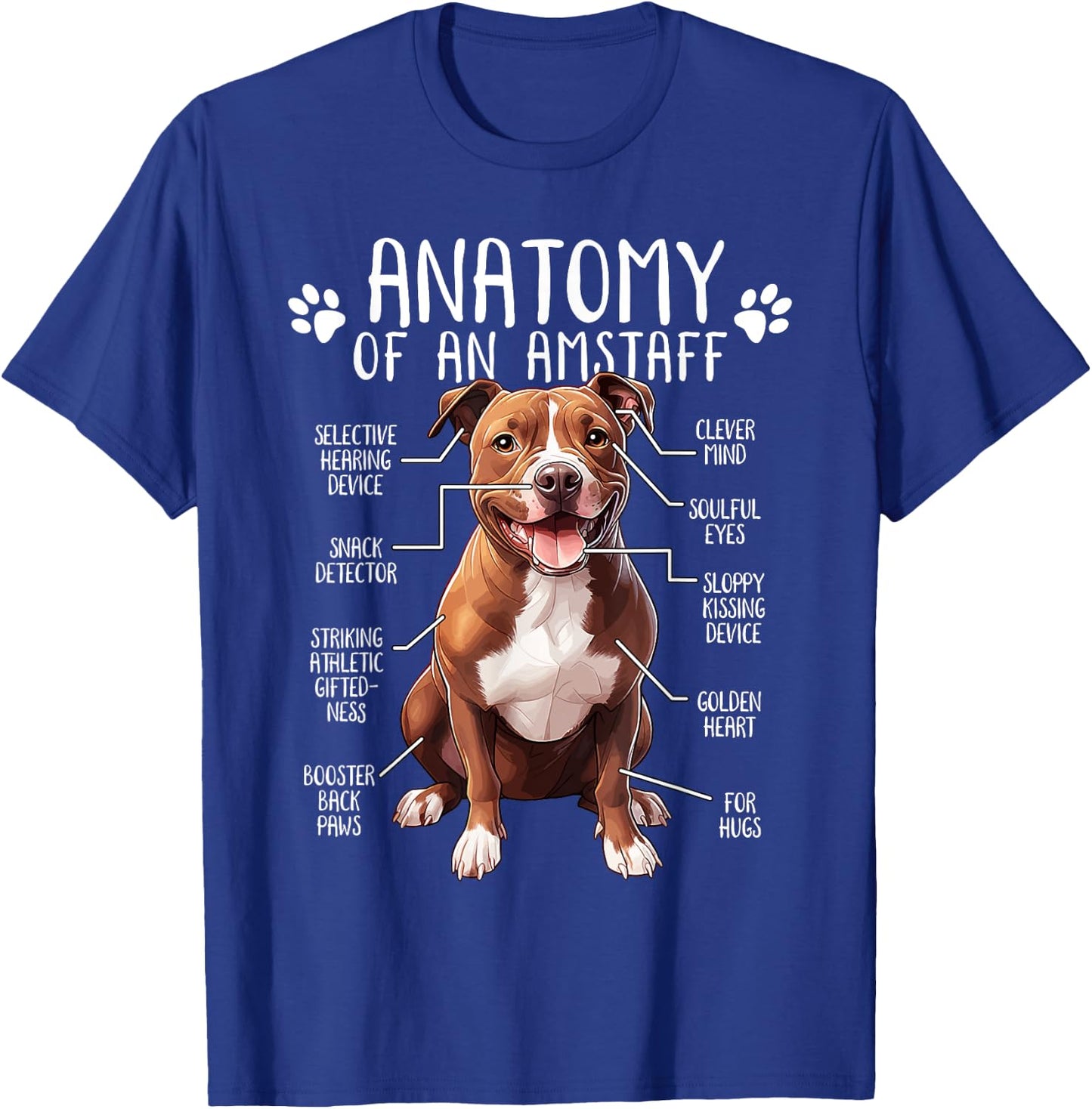 Funny Anatomy American Staffordshire Terrier Dog Amstaff T-Shirt - T-Shirt | Royal