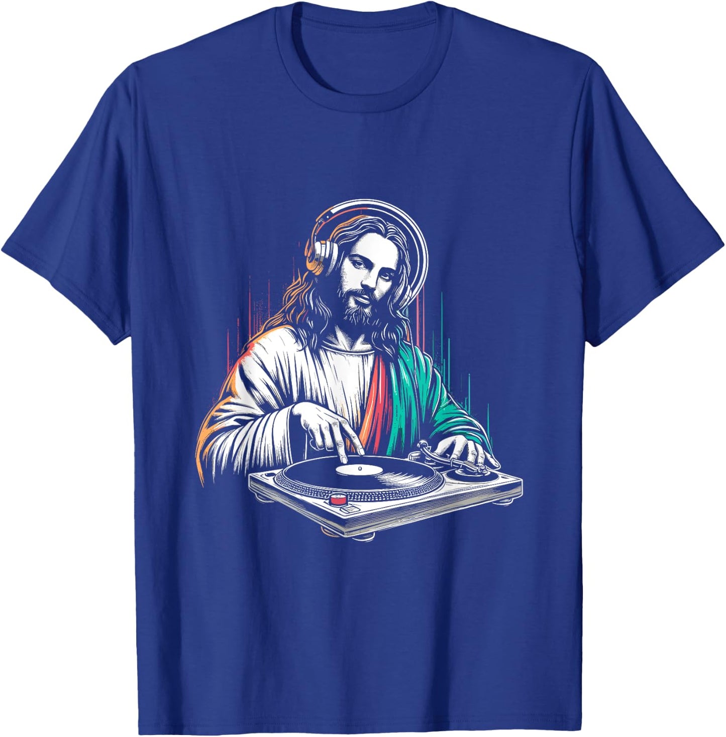 Jesus Christ DJ - Funny Vintage Holy Turntables Music Lover T-Shirt - T-Shirt | Royal