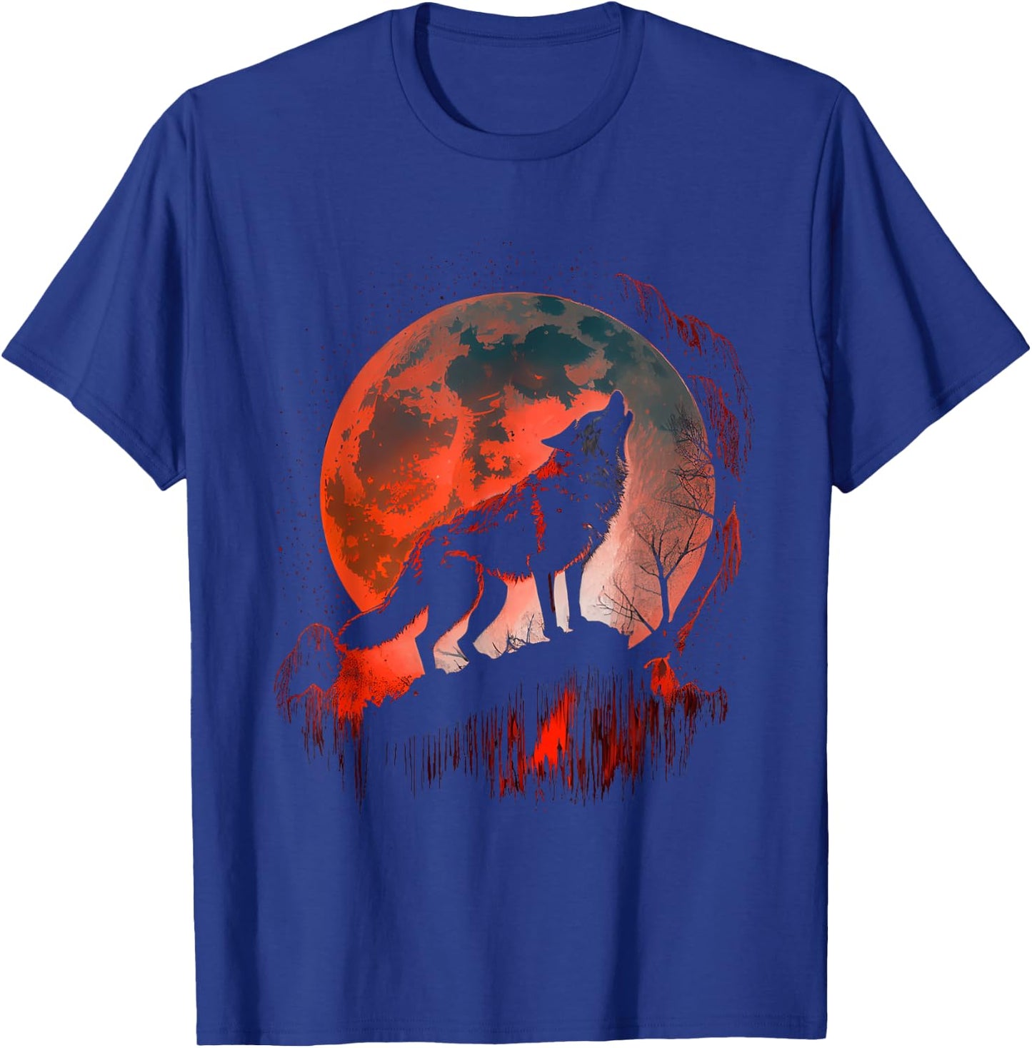 Wolf Howling At Blood Moon Silhouette Wildlife Howl Night T-Shirt - T-Shirt | Royal