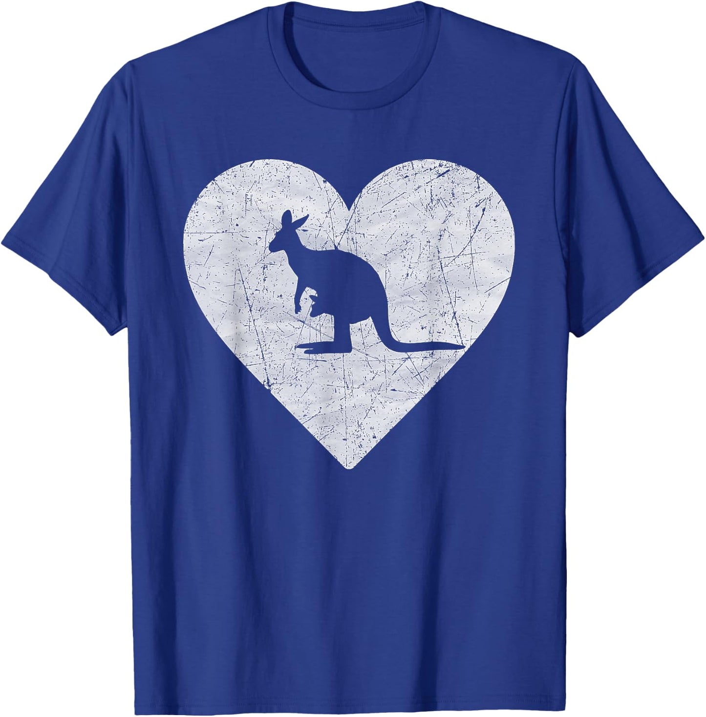 Vintage Heart with Kangaroo Graphic Funny Kangaroo Lovers T-Shirt - T-Shirt | Royal
