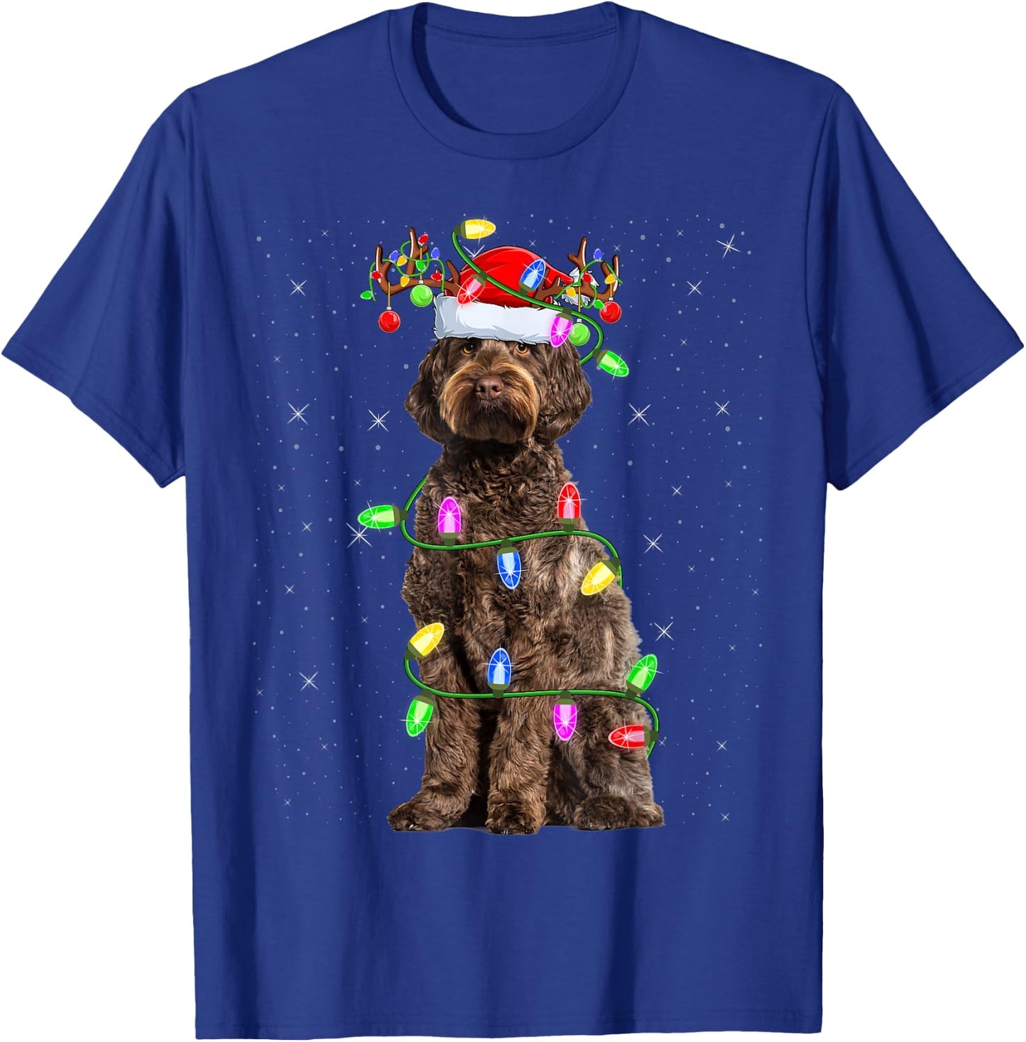 Labradoodle Dog Xmas Lighting Santa Labradoodle Christmas Men Women Kids T-Shirt - T-Shirt | Royal