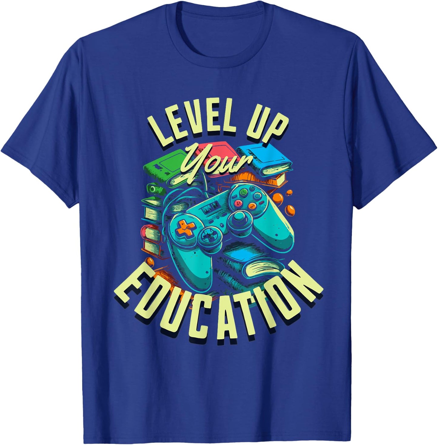 Level Up Your Education - Gaming-Inspired Teacher Design T-Shirt - T-Shirt | Royal