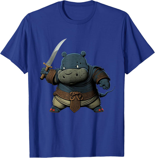 Cool Hippo Ninja Anime Japanese Art Kawaii Hippopotamus T-Shirt - T-Shirt | Royal