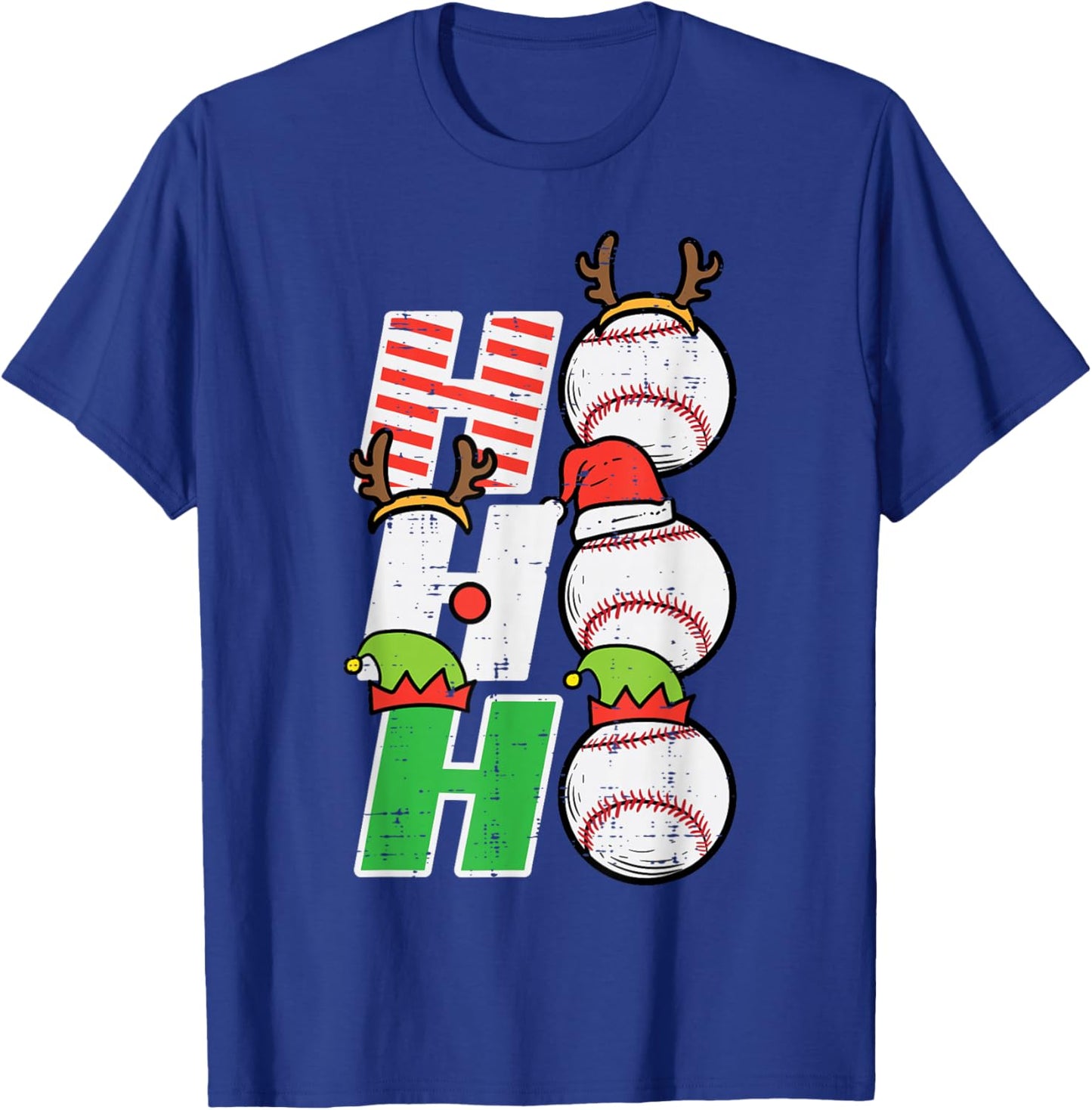 Christmas Baseball Ho Ho Ho Funny Xmas Sports Men Boys Kids T-Shirt - T-Shirt | Royal