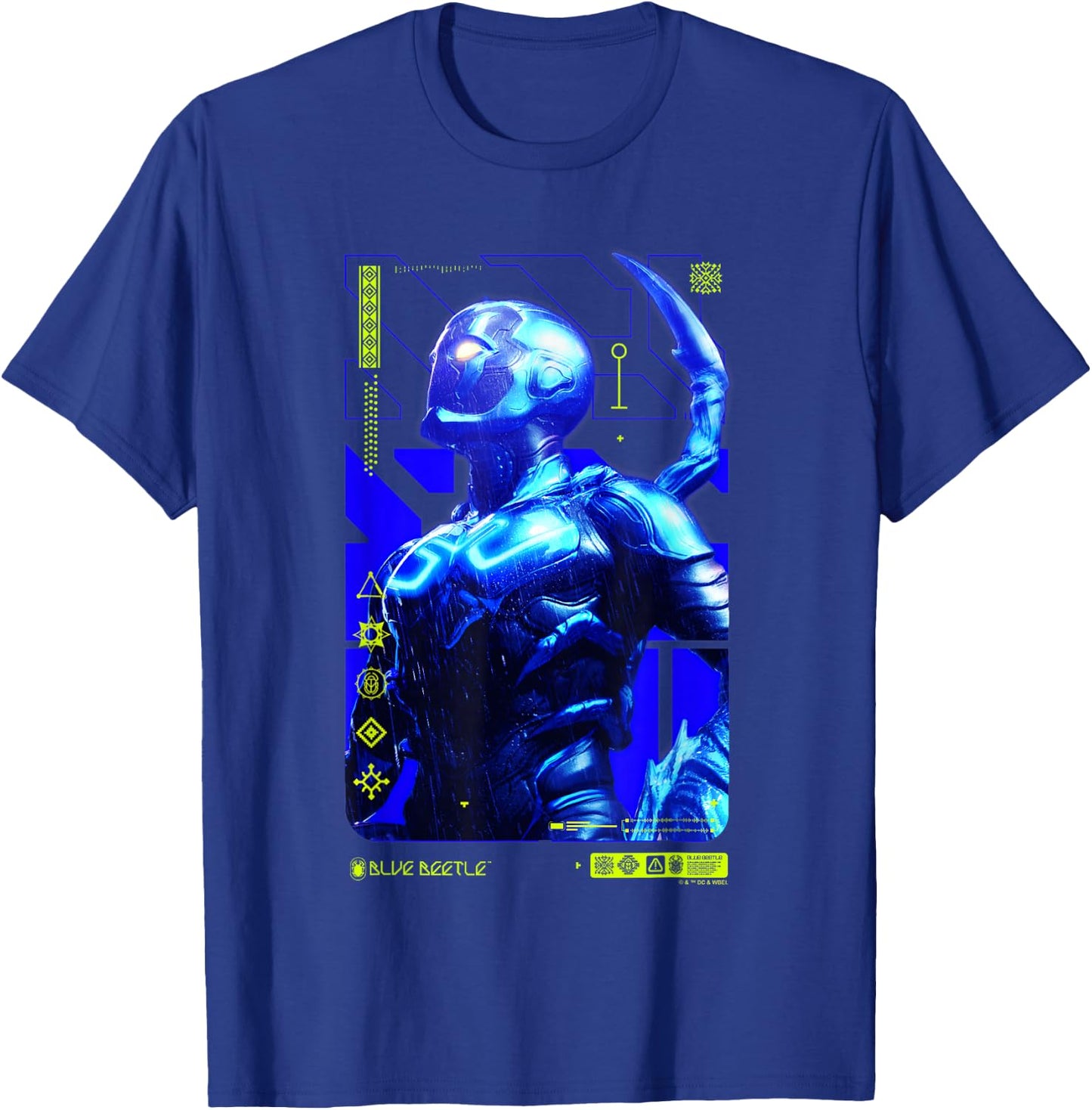 Blue Beetle Heroic Pose Information Card Poster V2 T-Shirt - T-Shirt | Royal
