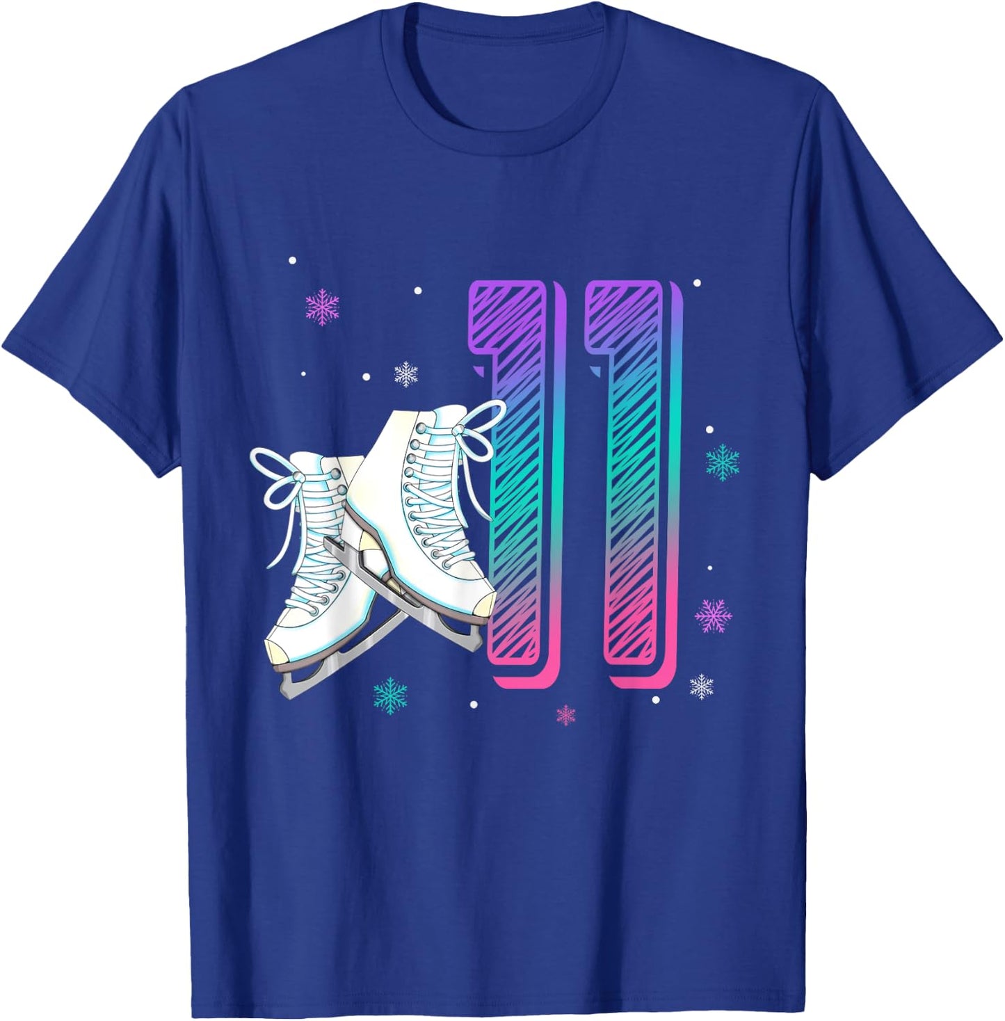 Figure Ice Skating 11 Years Old 11th Birthday Girl Theme T-Shirt - T-Shirt | Royal