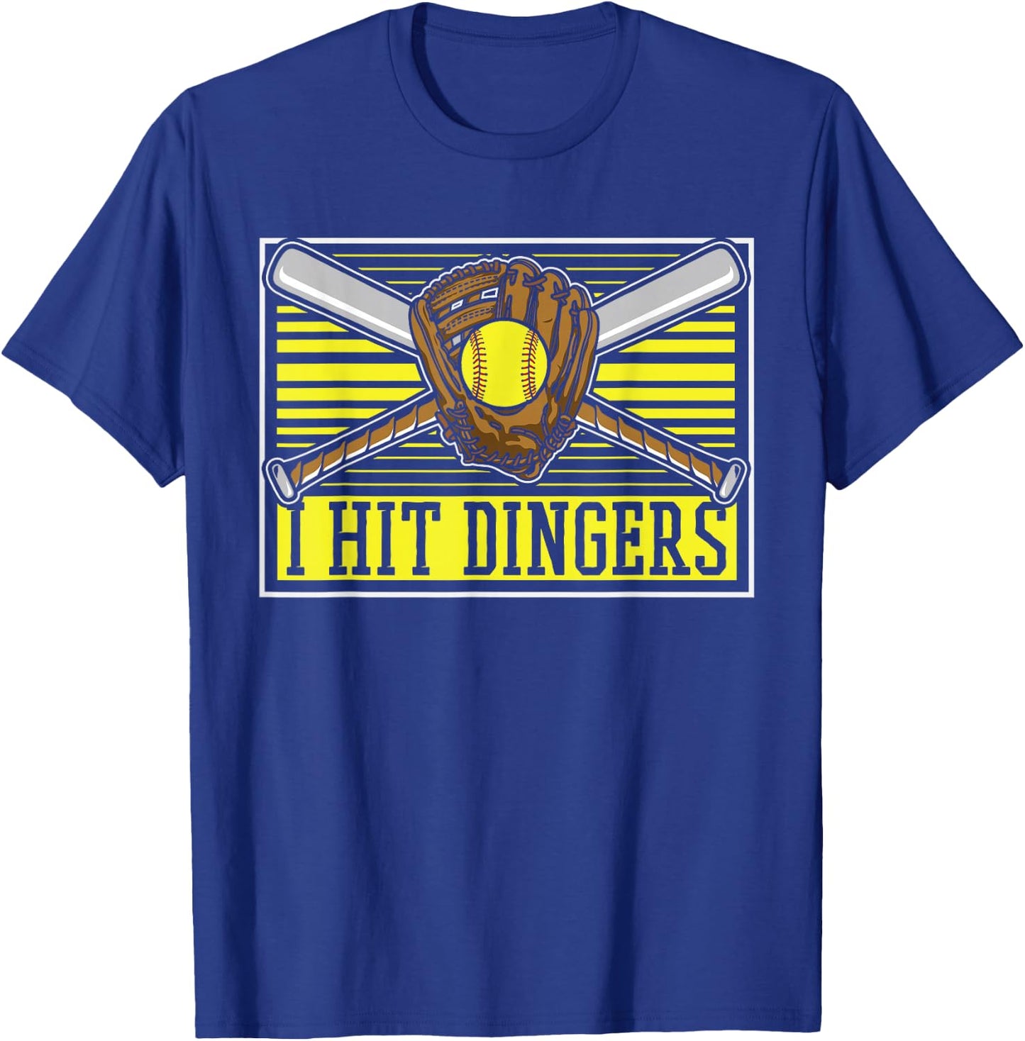 Funny Softball Batter Catcher Pitcher - I Hit Dingers T-Shirt - T-Shirt | Royal