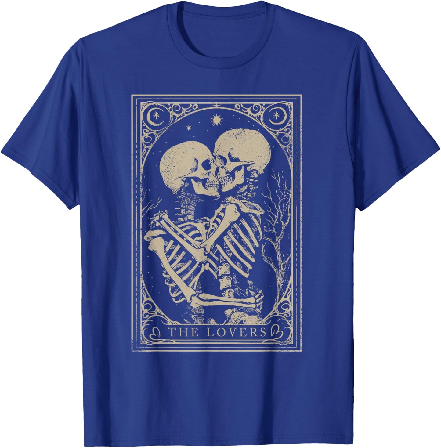 Tarot Card Shirt The Lovers Goth Skeleton Halloween Occult T-Shirt - T-Shirt | Royal