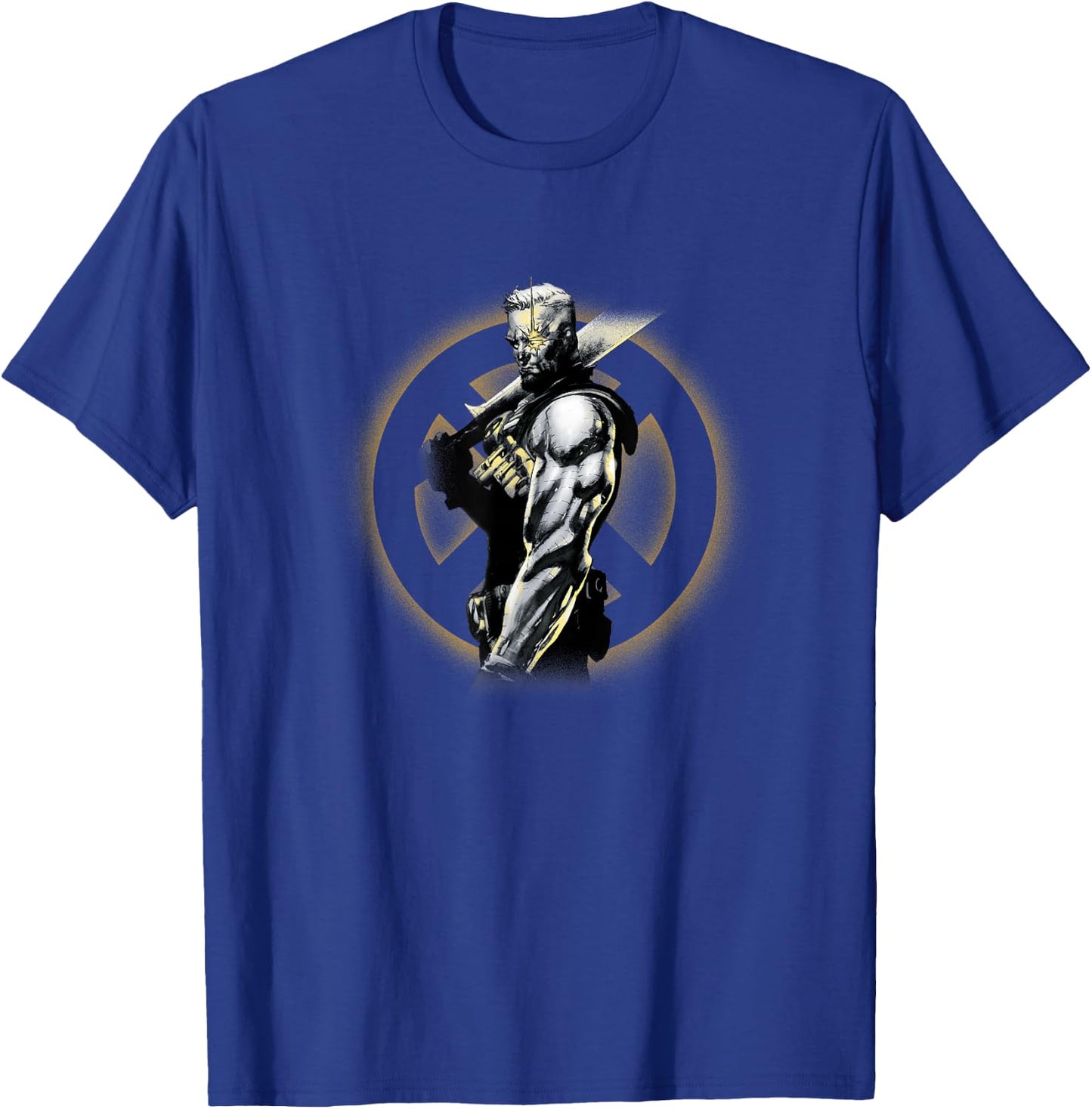 Marvel X-Men Cable Sideview Epic Retro Portrait T-Shirt - T-Shirt | Royal