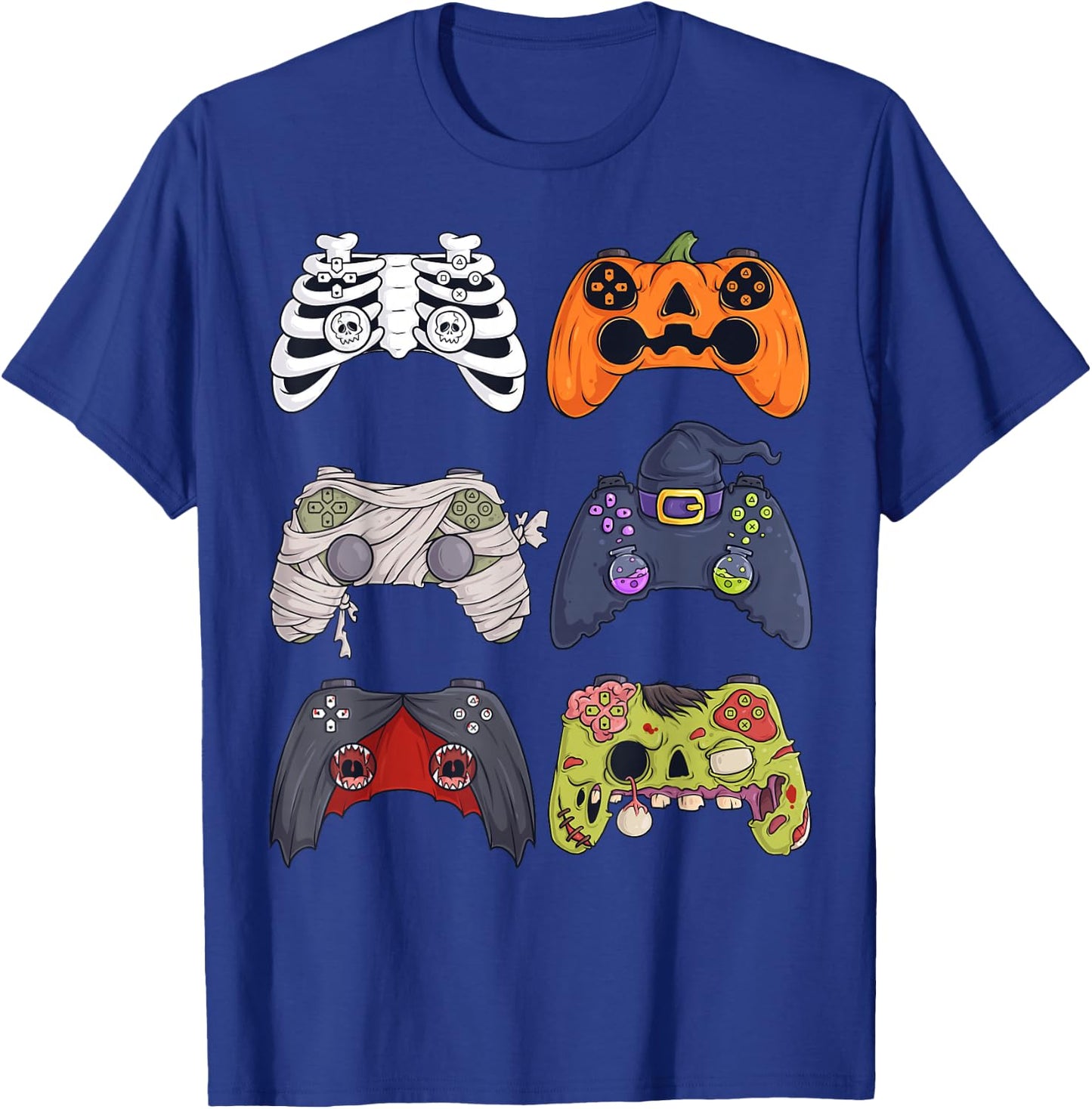 Halloween Skeleton Zombie Gaming Controllers Mummy Boys Kids T-Shirt - T-Shirt | Royal