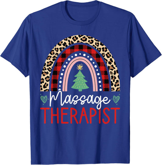 Massage Therapist Rainbow Christmas Massage Therapy Masseuse T-Shirt - T-Shirt | Royal